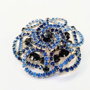 Vintage Large Blue Rhinestone Brooch